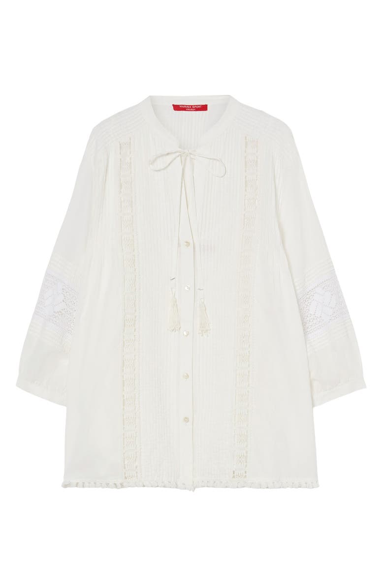 Marina Rinaldi Sumatra Pintuck Lace Top, Alternate, color, Ivory