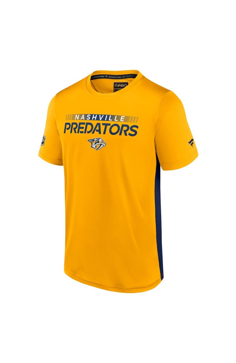FANATICS Men's Fanatics Branded Gold/Navy Nashville Predators Authentic Pro Rink Tech T-Shirt, Alternate, color, Gold