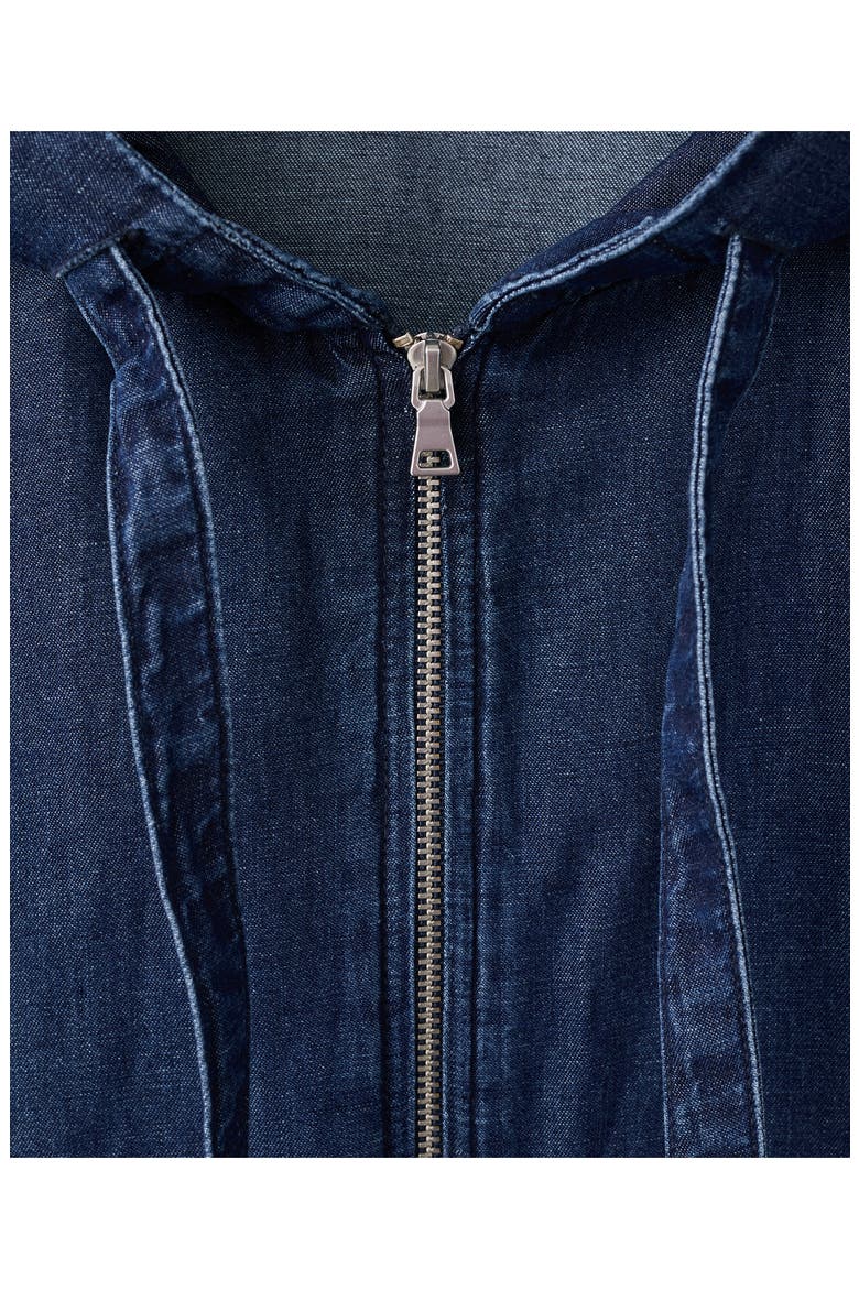 Hooded Denim Zip Jacket, Alternate, color, INK BLUE