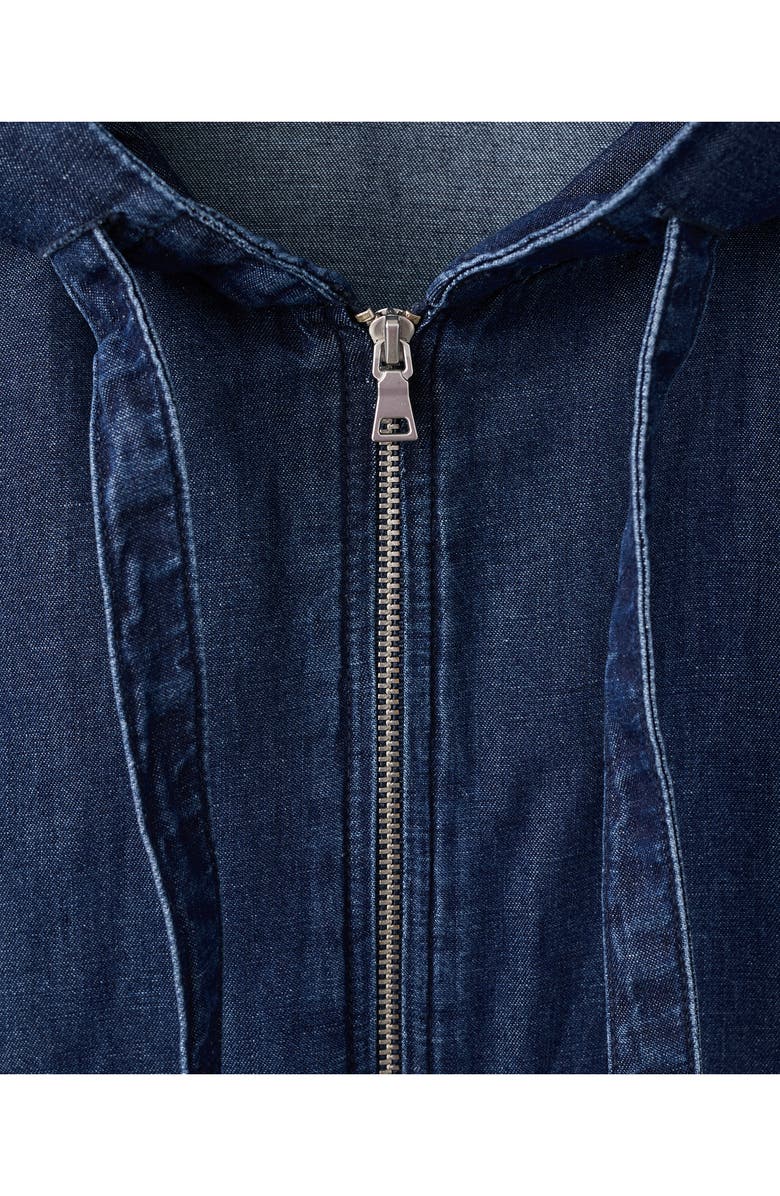 MANGO Hooded Denim Zip Jacket, Alternate, color, Ink Blue