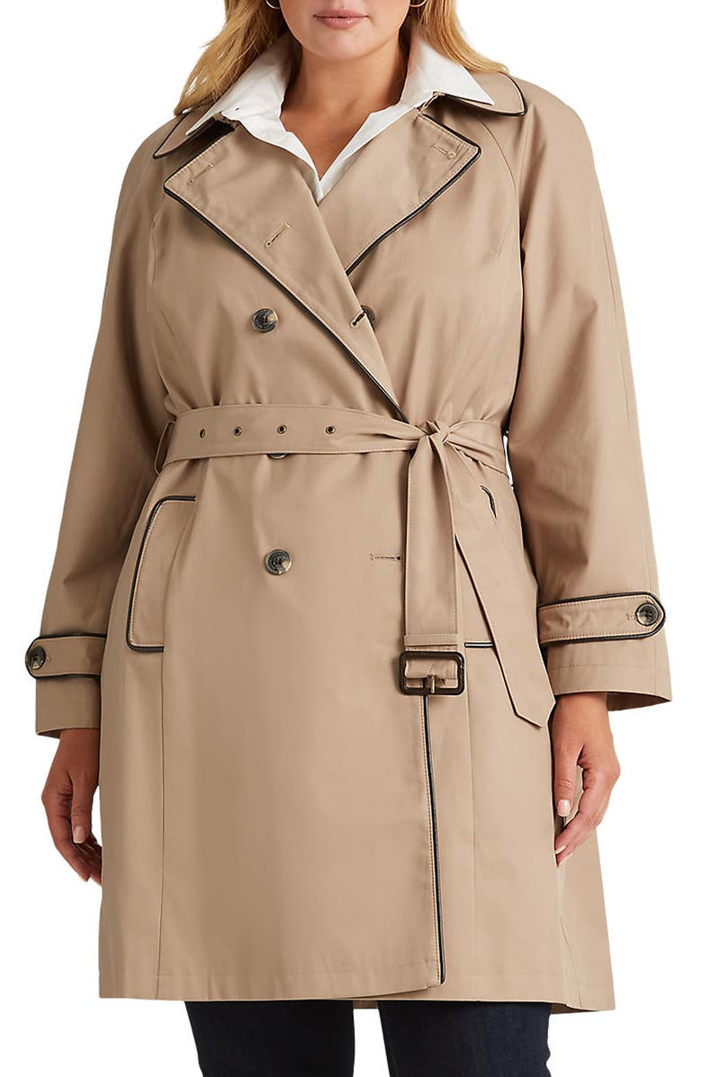 Lauren Ralph Lauren Water Repellent Cotton Blend Belted Trench Coat, Main, color, 