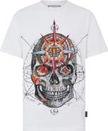 PHILIPP PLEIN Round Neck T-Shirt Wind Rose Skull Stones Men