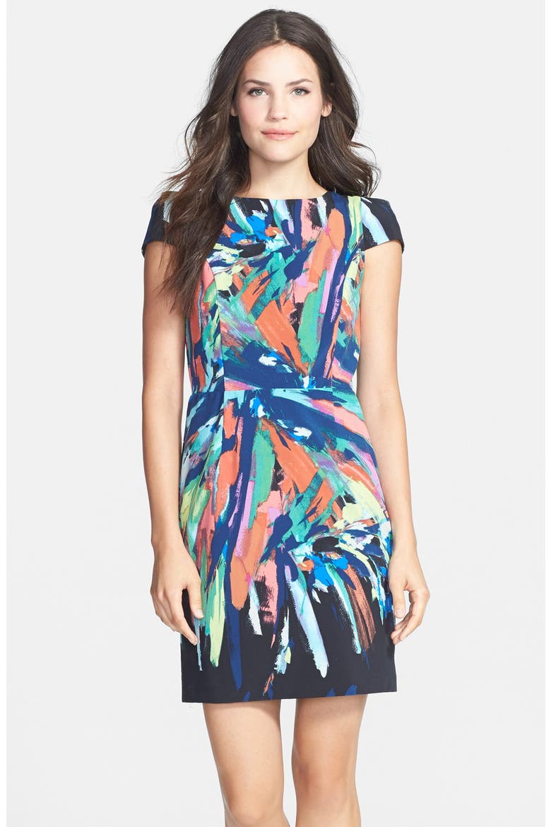 Open Back Splash Print Crêpe de Chine Dress, Alternate, color, BLACK/ MULTI