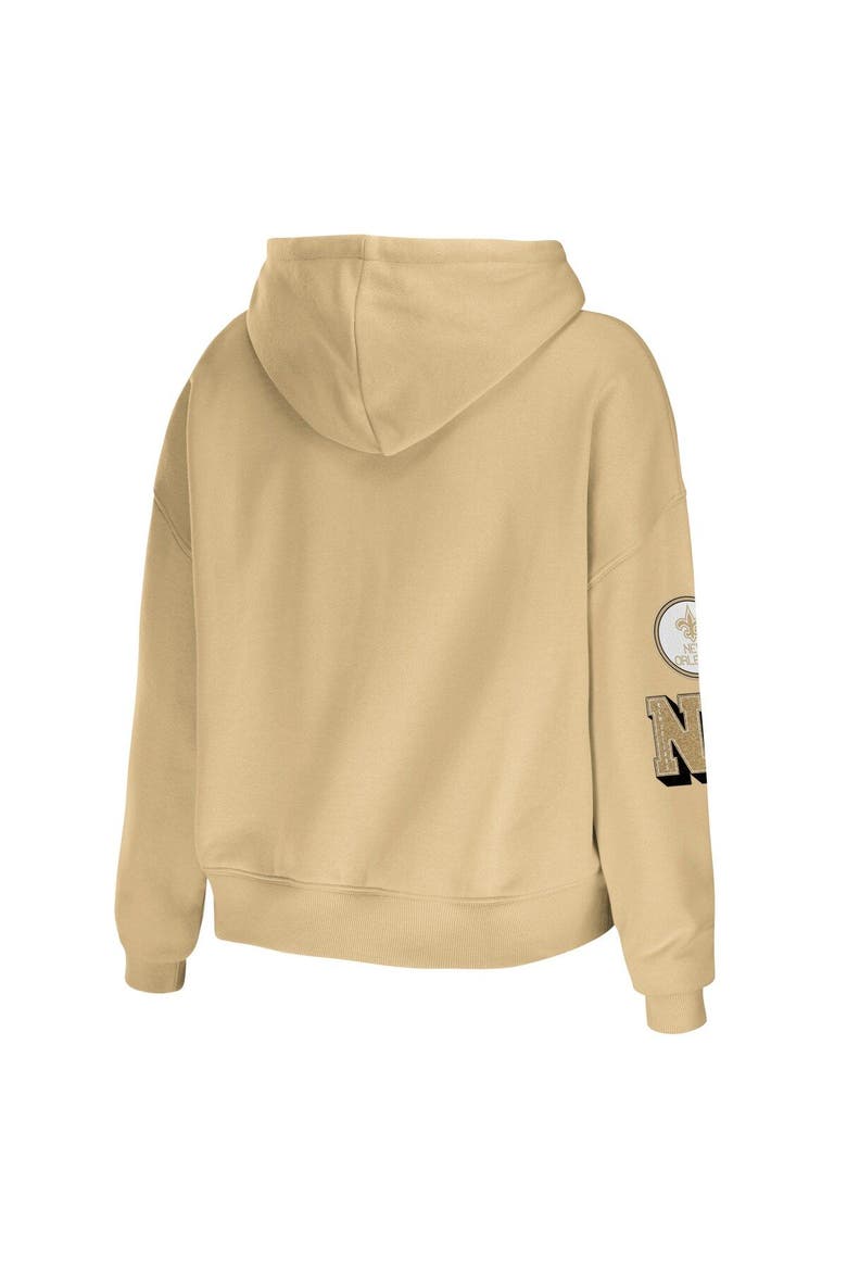 Women's WEAR by Erin Andrews Gold New Orleans Saints Plus Size Modest Cropped Pullover Hoodie, Alternate, color, Gold