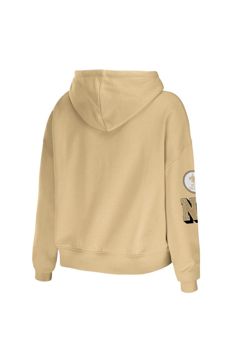 WEAR by Erin Andrews Women's WEAR by Erin Andrews Gold New Orleans Saints Plus Size Modest Cropped Pullover Hoodie, Alternate, color, Gold