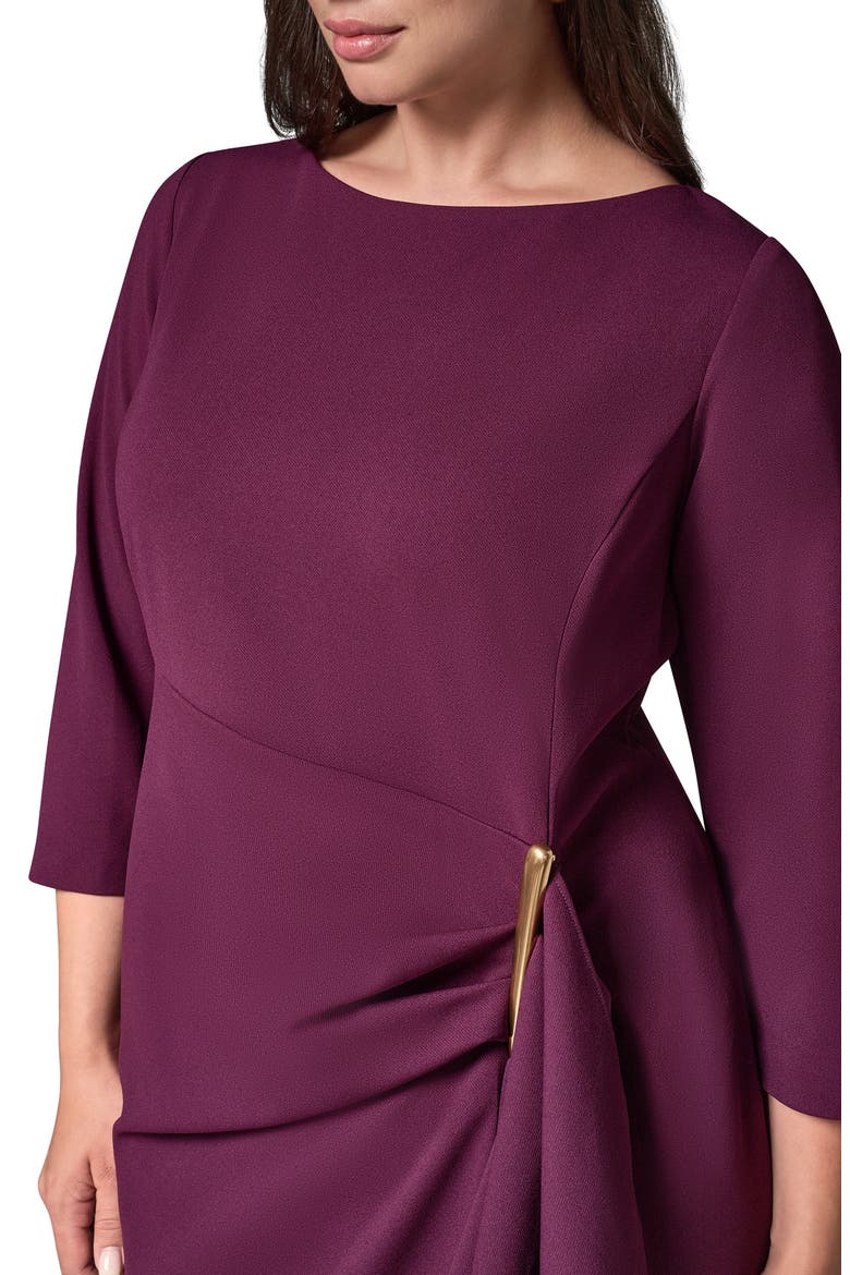 Side Drape Sheath Dress, Alternate, color, BERRY