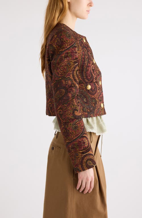 Chloé Multicolor Cropped Jacket With Round Neck And All-over Motif In Cotton Blend Woman