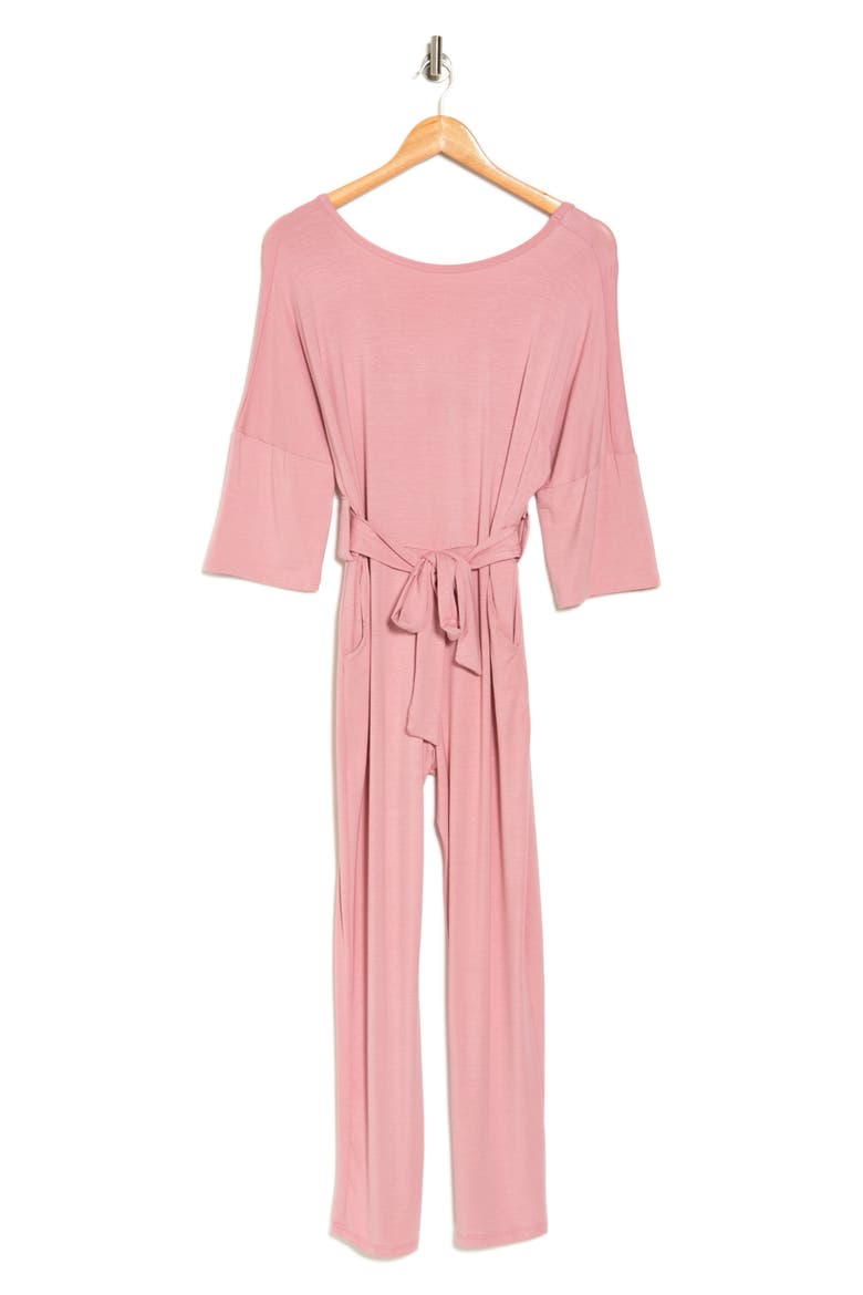 Tie Waist Jumpsuit, Alternate, color, MAUVE