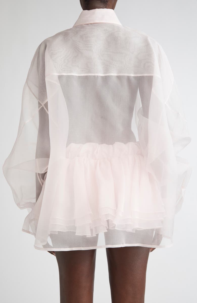 LaQuan Smith Oversize Silk Organza Button-Up Shirt, Alternate, color,