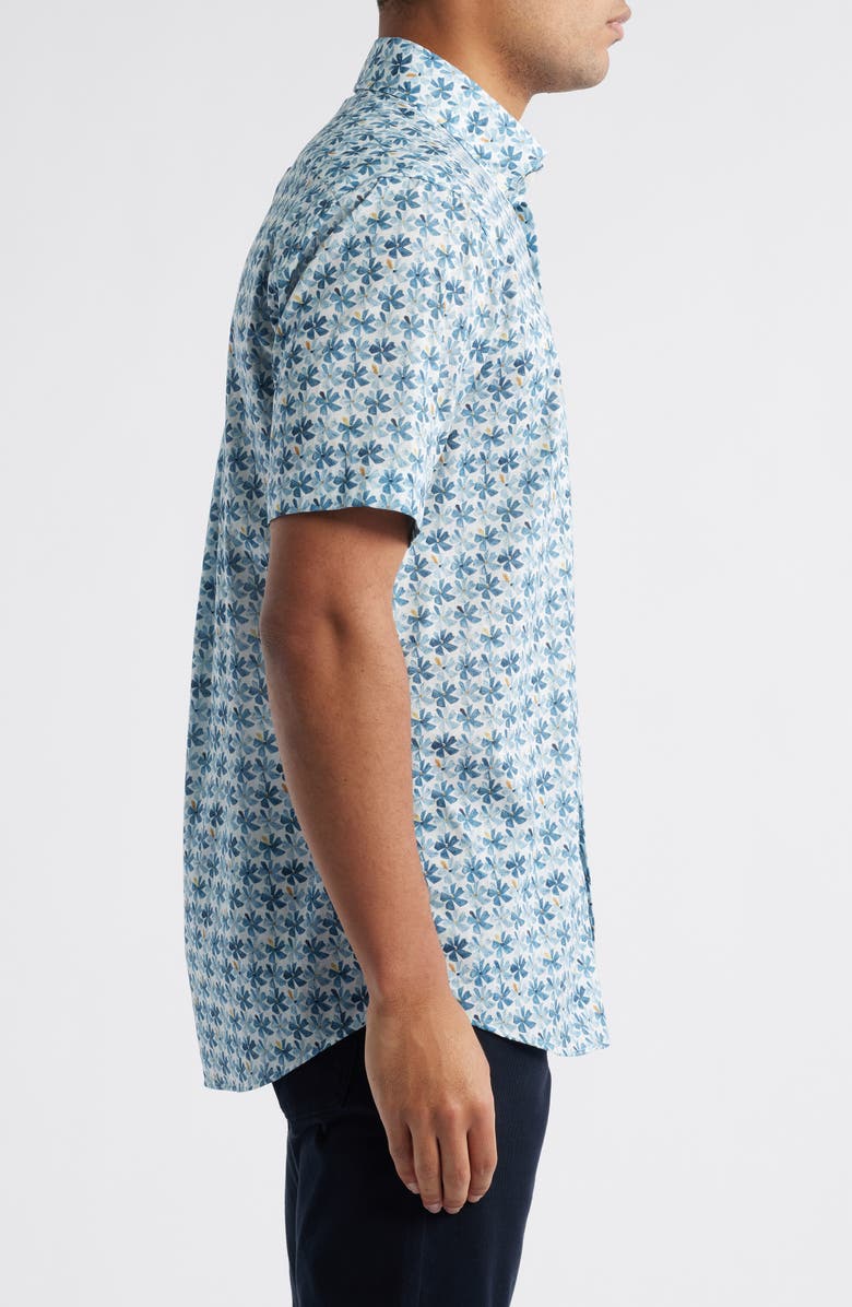 Scott Barber Regular Fit Floral Short Sleeve Cotton Button-Up Shirt, Alternate, color,