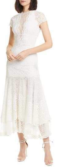 Simkhai Jonathan Simkhai Tiered Mixed Lace Midi Dress | Nordstrom