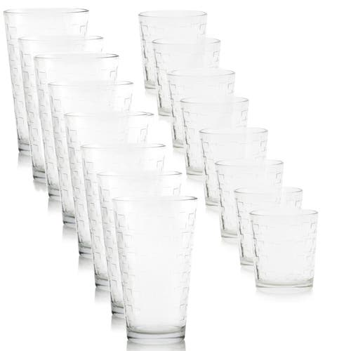 Gibson Home Great Foundations 16 Piece Tumbler And Double Old Fashioned Glass Set In Transparent