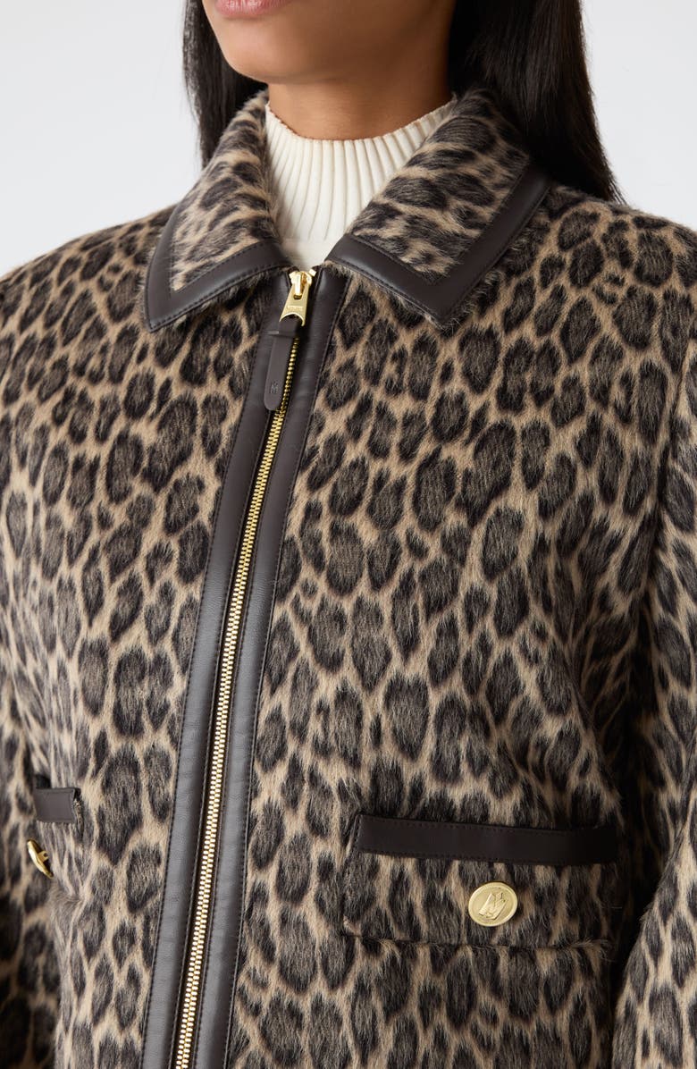 Mackage Lorah Leopard Print Wool & Alpaca Blend Crop Jacket, Alternate, color, Light Camel Multi