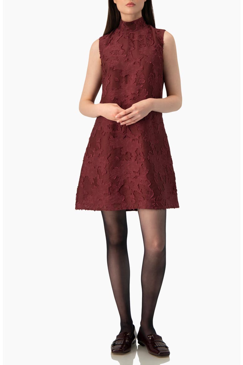 Sleeveless Lace-textured A-line Dress, Alternate, color, Wine