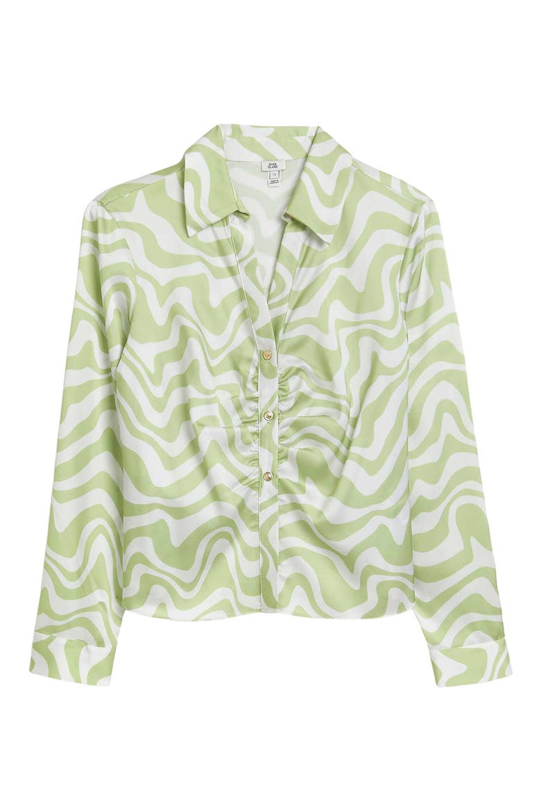 Print Gathered Front Blouse, Alternate, color, LIGHT GREEN