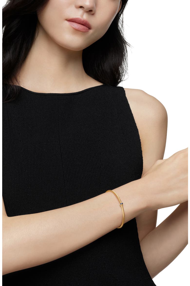 Classic Cablespira® Station Bracelet in 18K Yellow Gold with Pavé Semiprecious Stones, 3mm, Alternate, color, 18K YELLOW GOLD