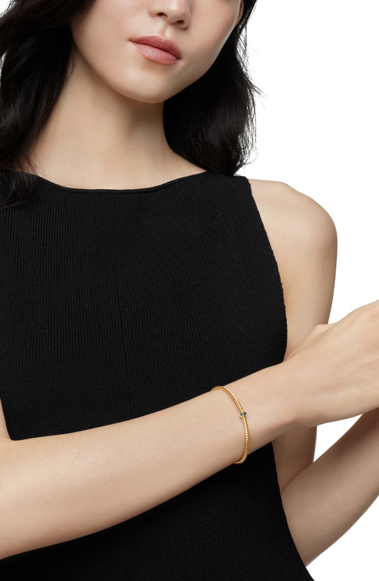 David Yurman Classic Cablespira<sup>®</sup> Station Bracelet in 18K Yellow Gold with Pavé Semiprecious Stones, 3mm, Alternate, color, 18K Yellow Gold