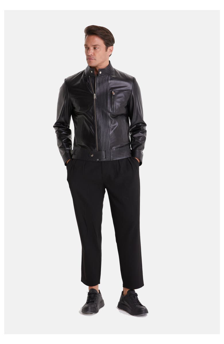 Furniq UK Stanley Leather Jacket, Main, color, Black