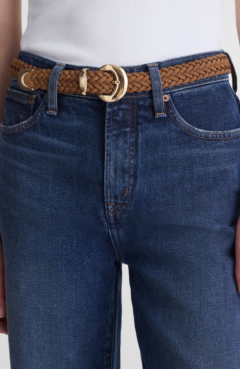 Madewell Domed Buckle Woven Suede Belt, Alternate, color, Aged Cognac