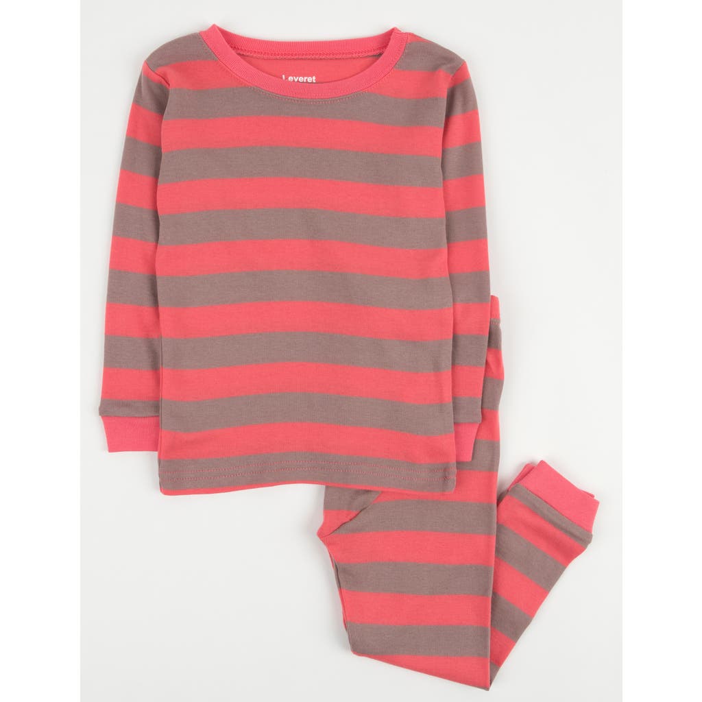Leveret Kids Cotton Two-piece Printed Holiday Pajamas In Multi