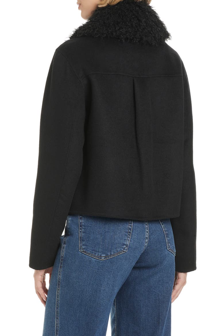 Wool Blend Jacket with Removable Faux Shearling Collar, Alternate, color, BLACK