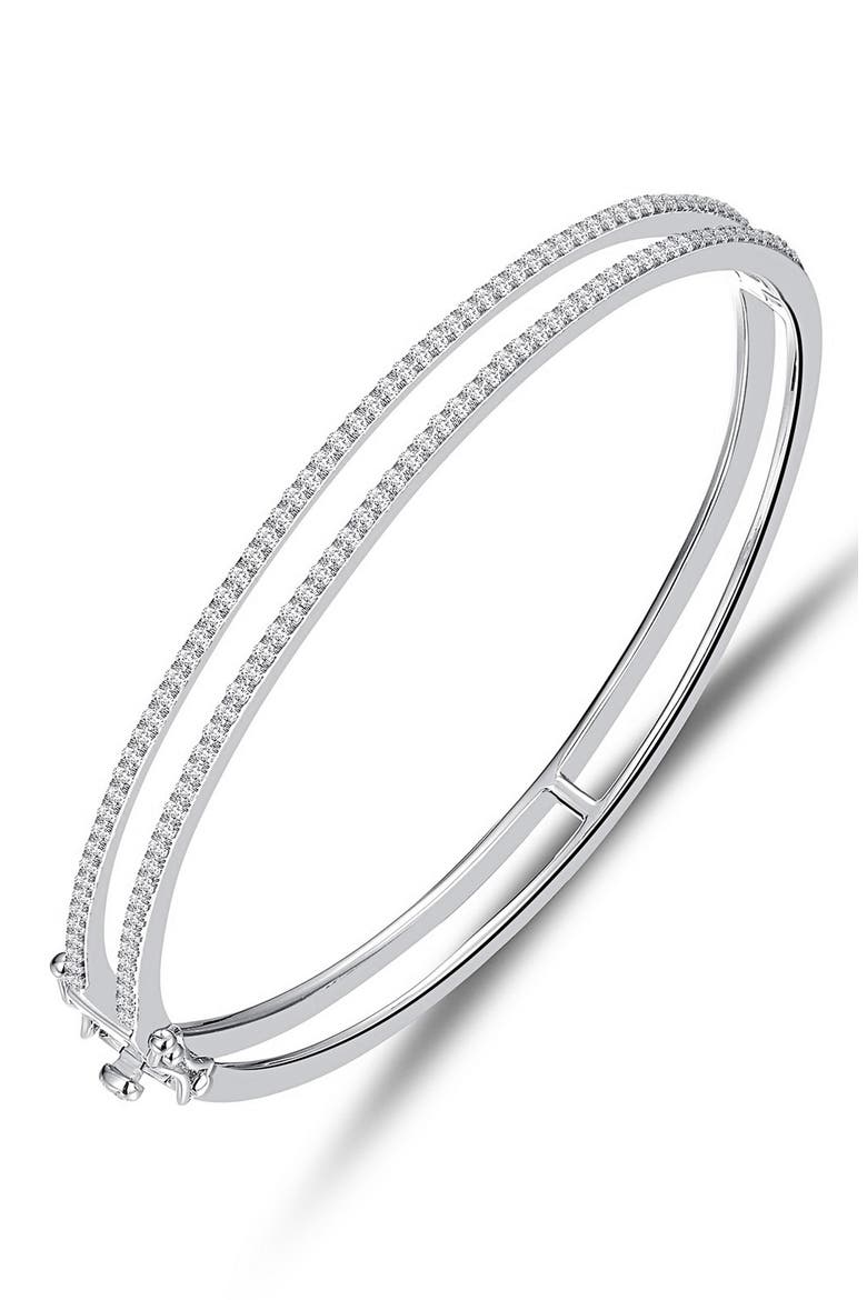Hinged Simulated Diamond Bangle, Main, color, WHITE