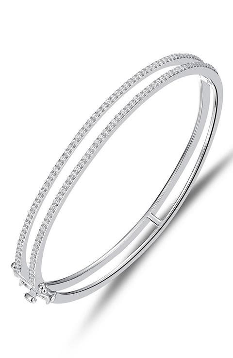 Hinged Simulated Diamond Bangle