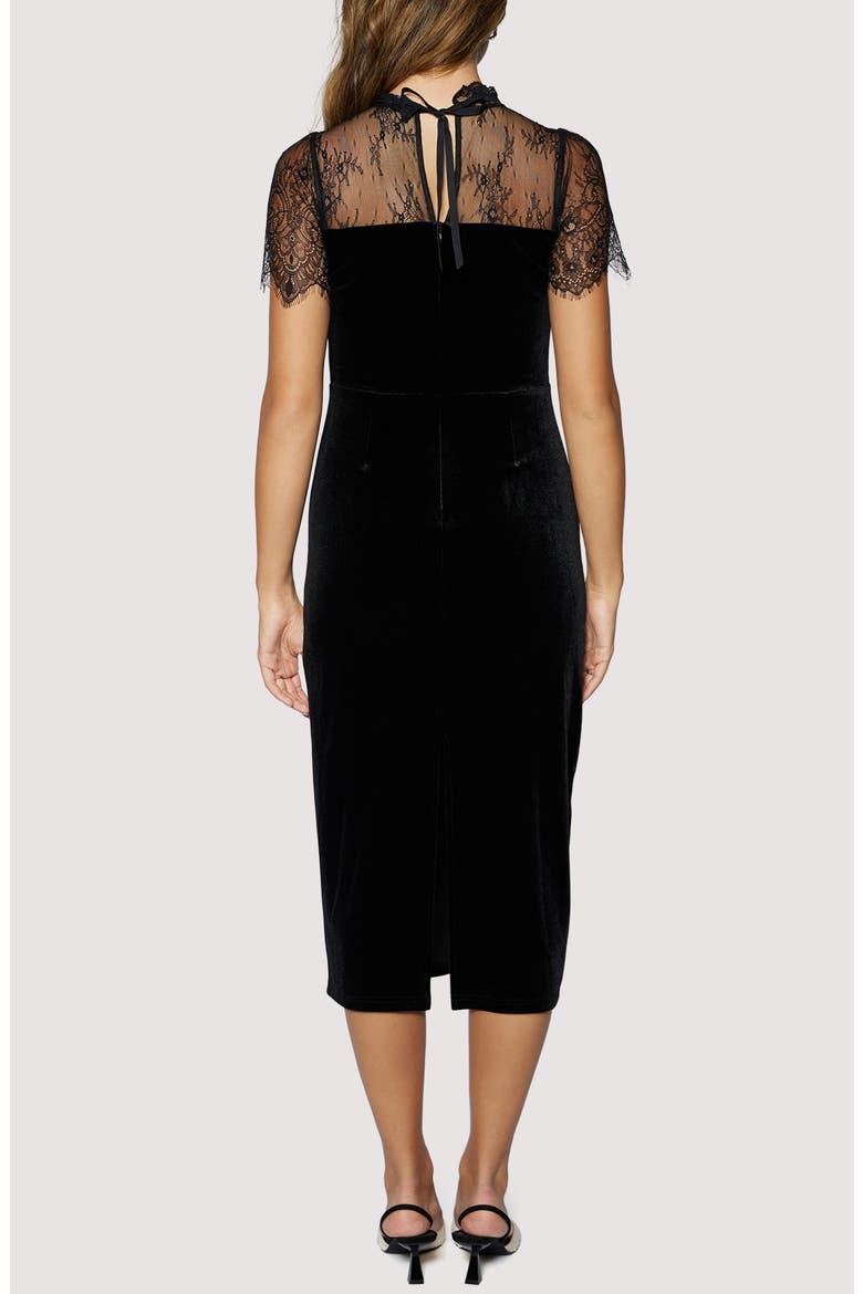 Fiorella Lace Velvet Maxi Dress, Alternate, color, BLACK