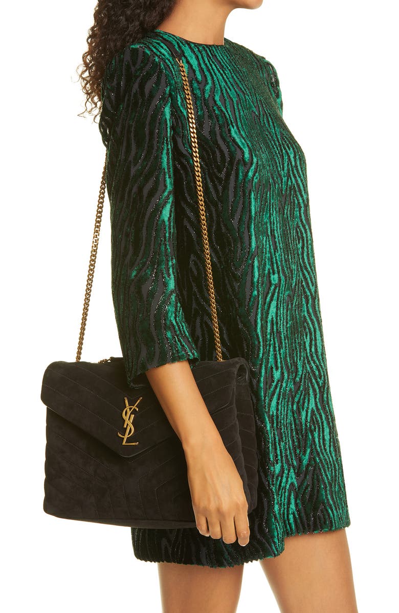 Saint Laurent Medium Lou Matelassé Suede Shoulder Bag, Alternate, color,