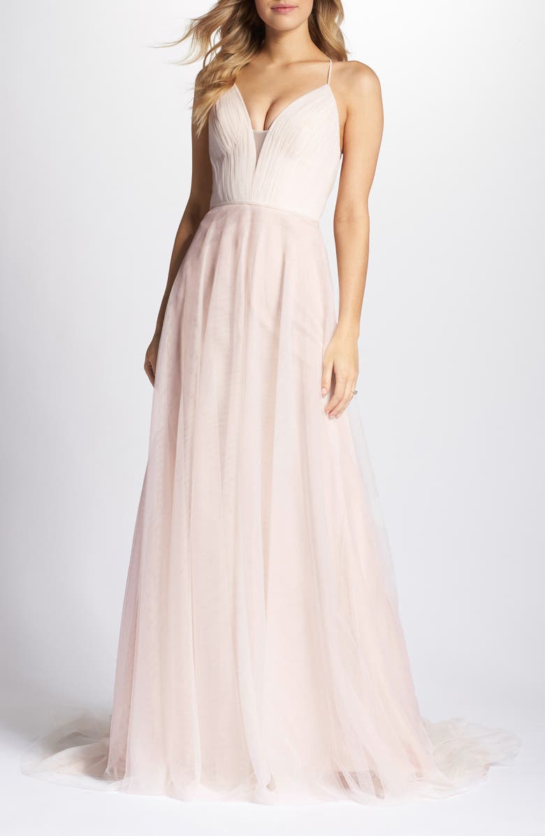 TI ADORA BY ALLISON WEBB Plunging A-Line Gown, Main, color, 