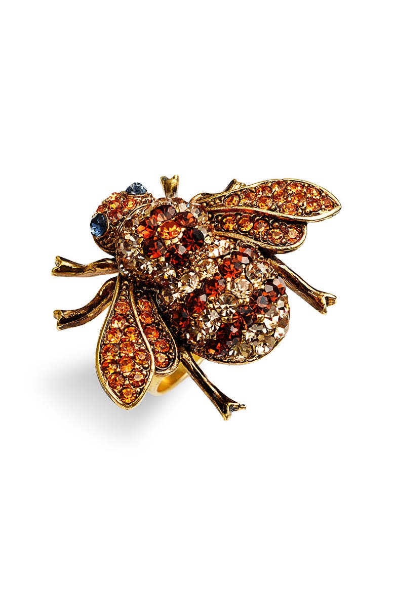 Accessories 'Critters' Bee Crystal Stretch Ring, Main, color, MULTI/ GOLD