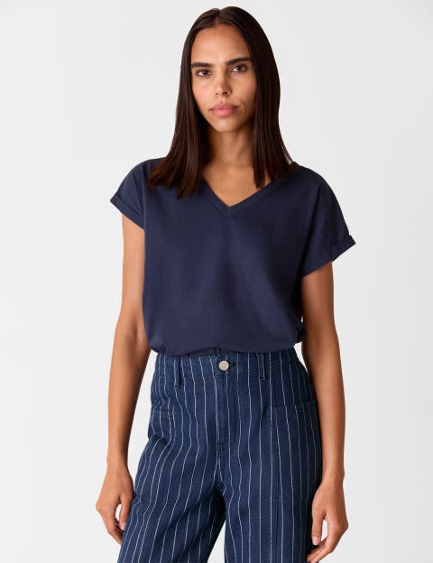 Willa V-Neck Cap Sleeve T-Shirt