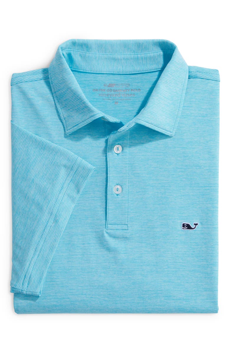 vineyard vines St. Jean Stripe Sankaty Performance Polo, Alternate, color, Turqs Tejeda / White