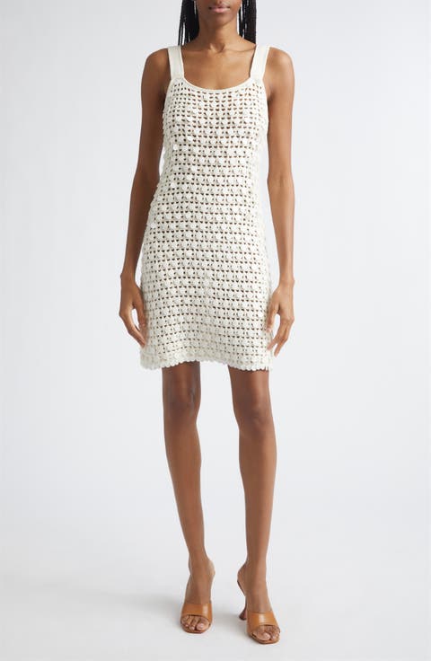 Lala Paillette Detail Open Stitch Cotton Minidress