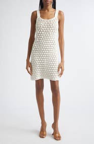Toccin Lala Paillette Detail Open Stitch Cotton Minidress