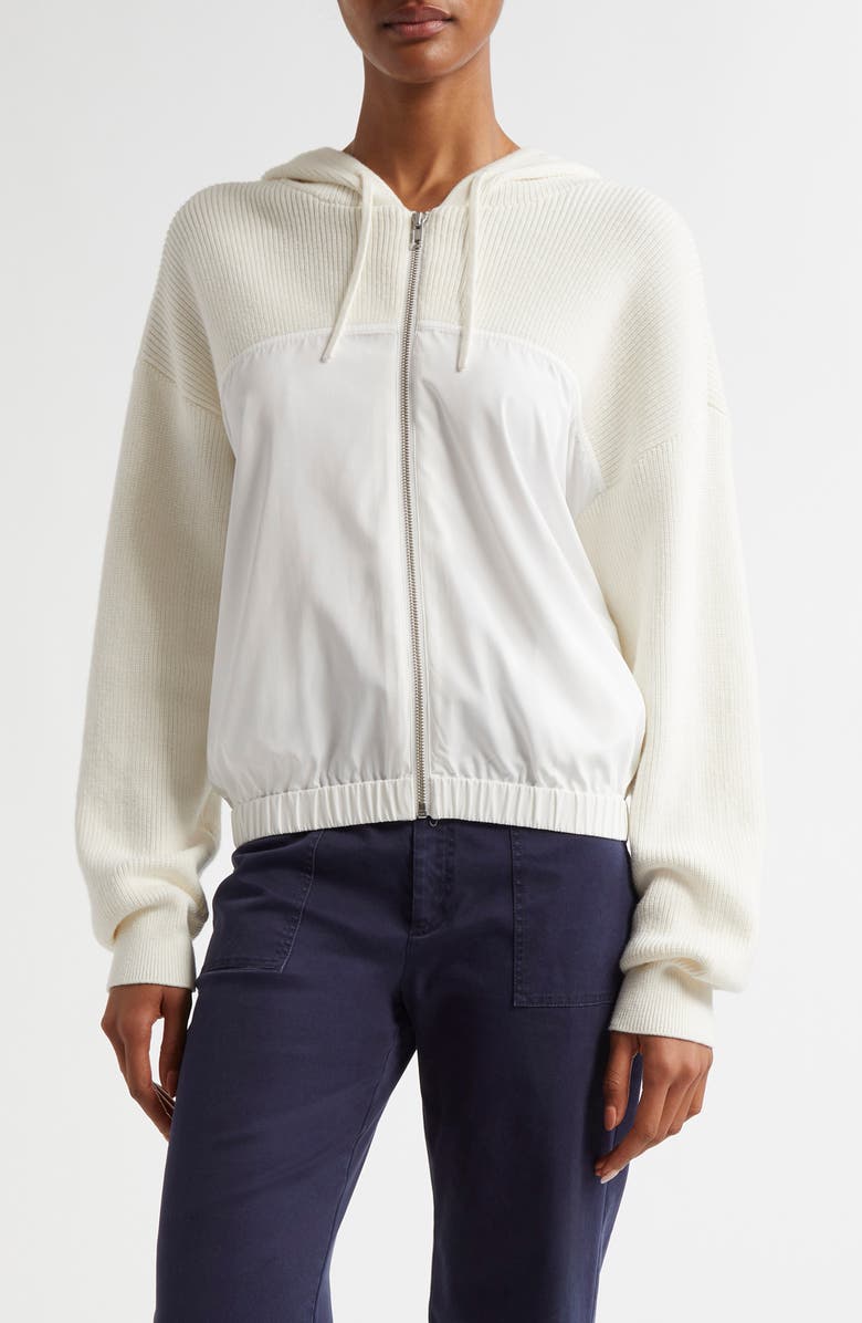 ATM Anthony Thomas Melillo Mixed Media Cotton & Cashmere Zip-Up Hoodie, Main, color,