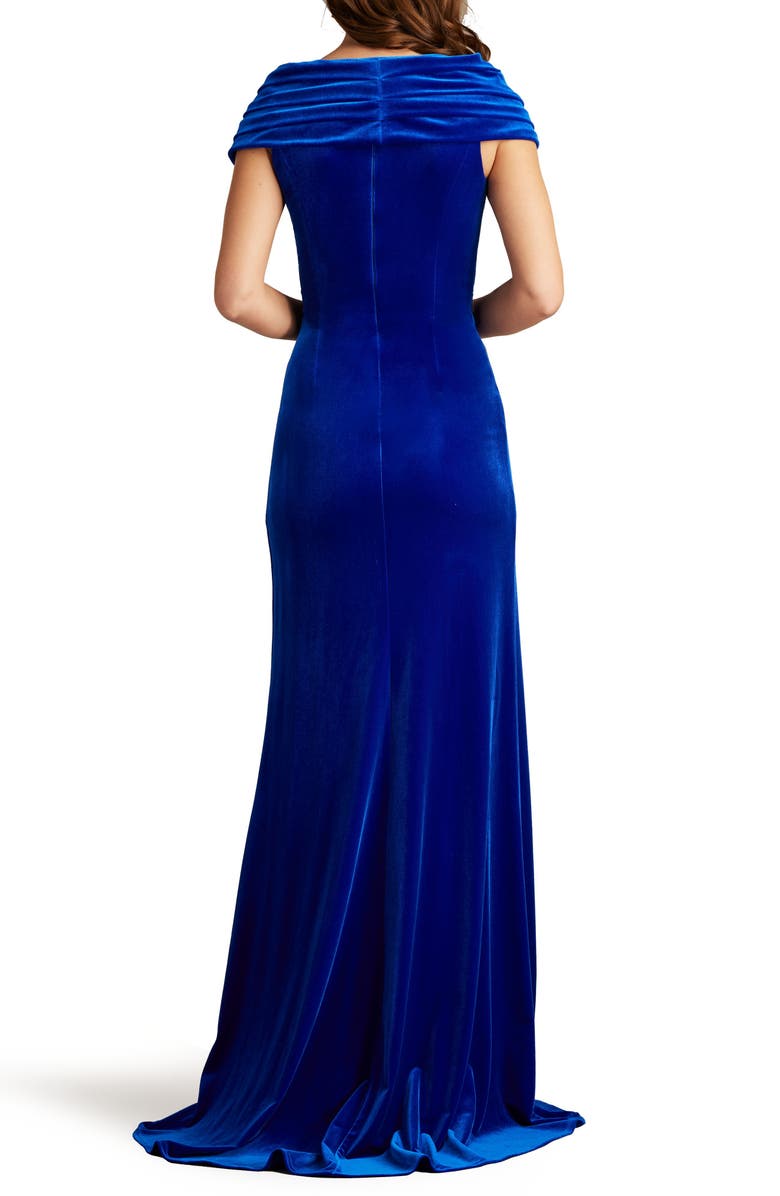 Tadashi Shoji Portrait Collar Velvet Gown, Alternate, color,