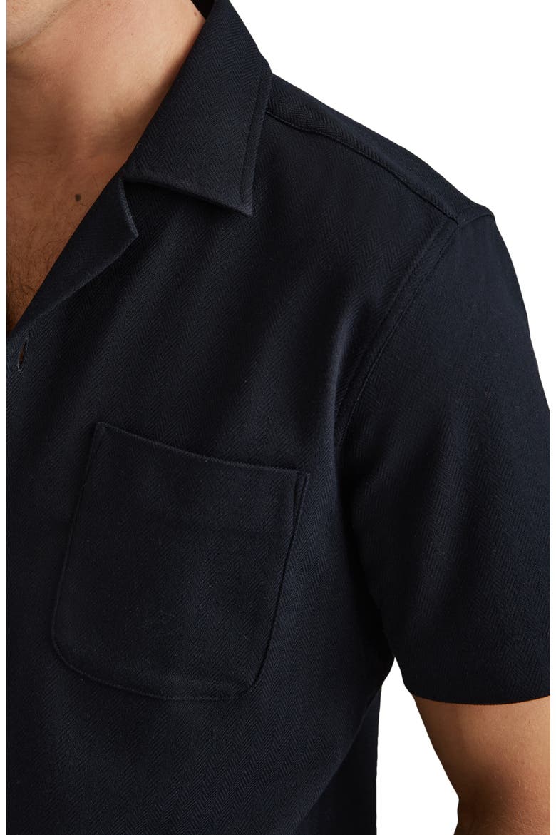 Nitus Herringbone Camp Shirt, Alternate, color, NAVY