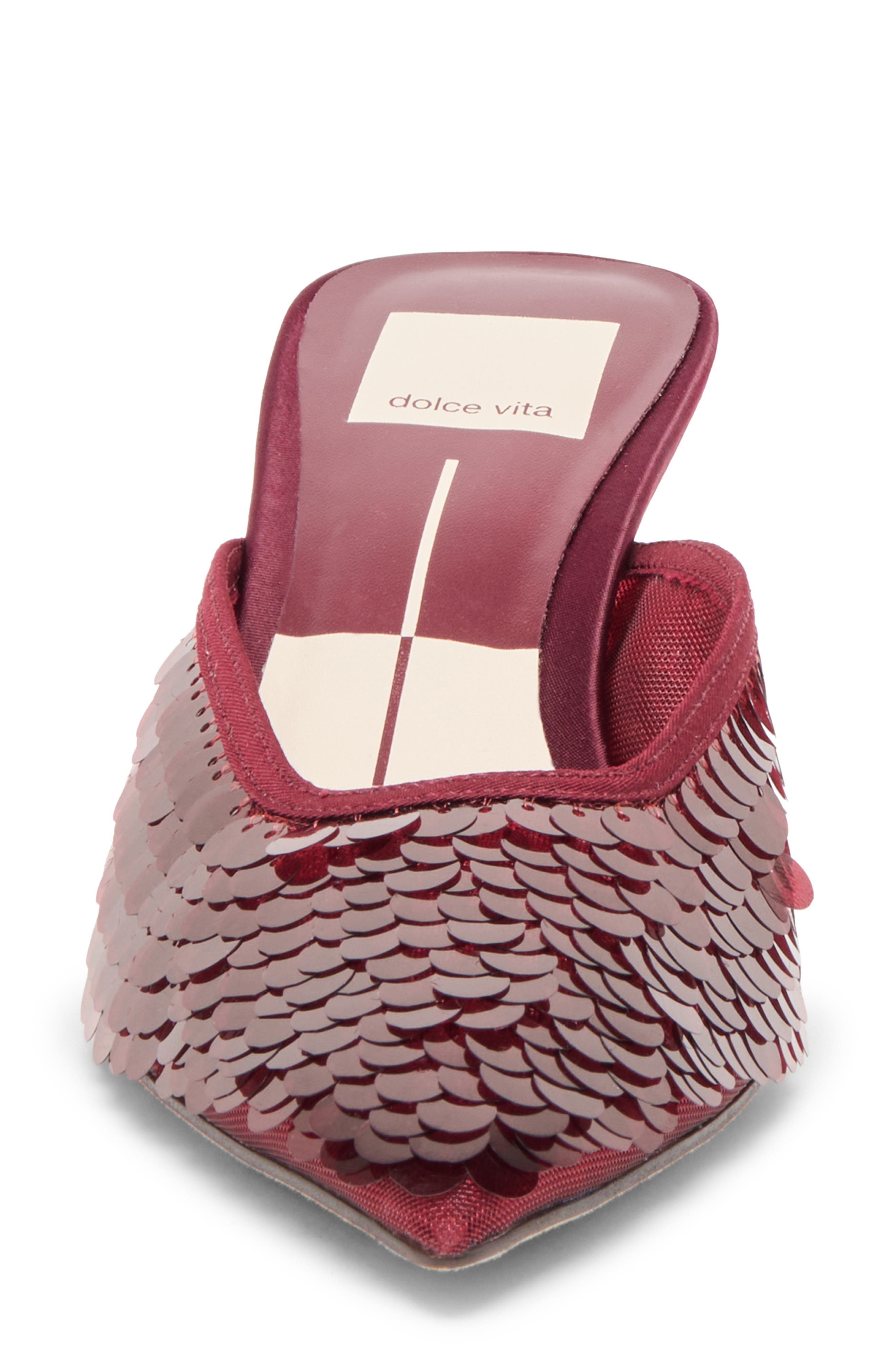 Dolce Vita Cleo Shimmer Kitten Heel Mule, Alternate, color, Cranberry Sequin