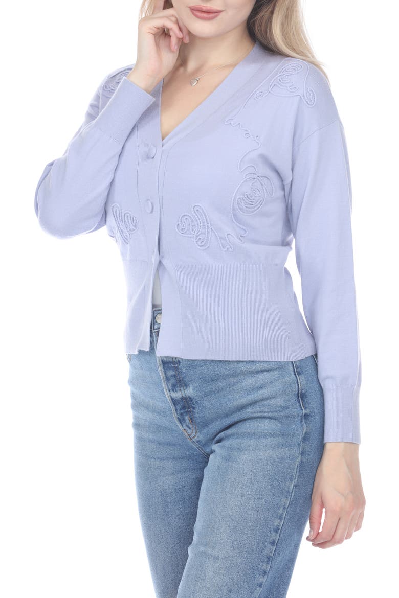 Embroidered Cardigan, Alternate, color, LAVENDER