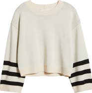 CITY BLUES Crop Stripe Sleeve Sweater