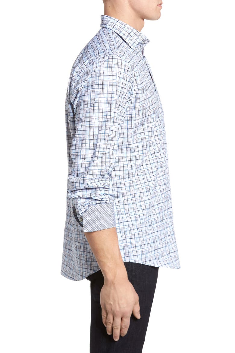Regular Fit Grid Sport Shirt, Alternate, color, PLATINUM