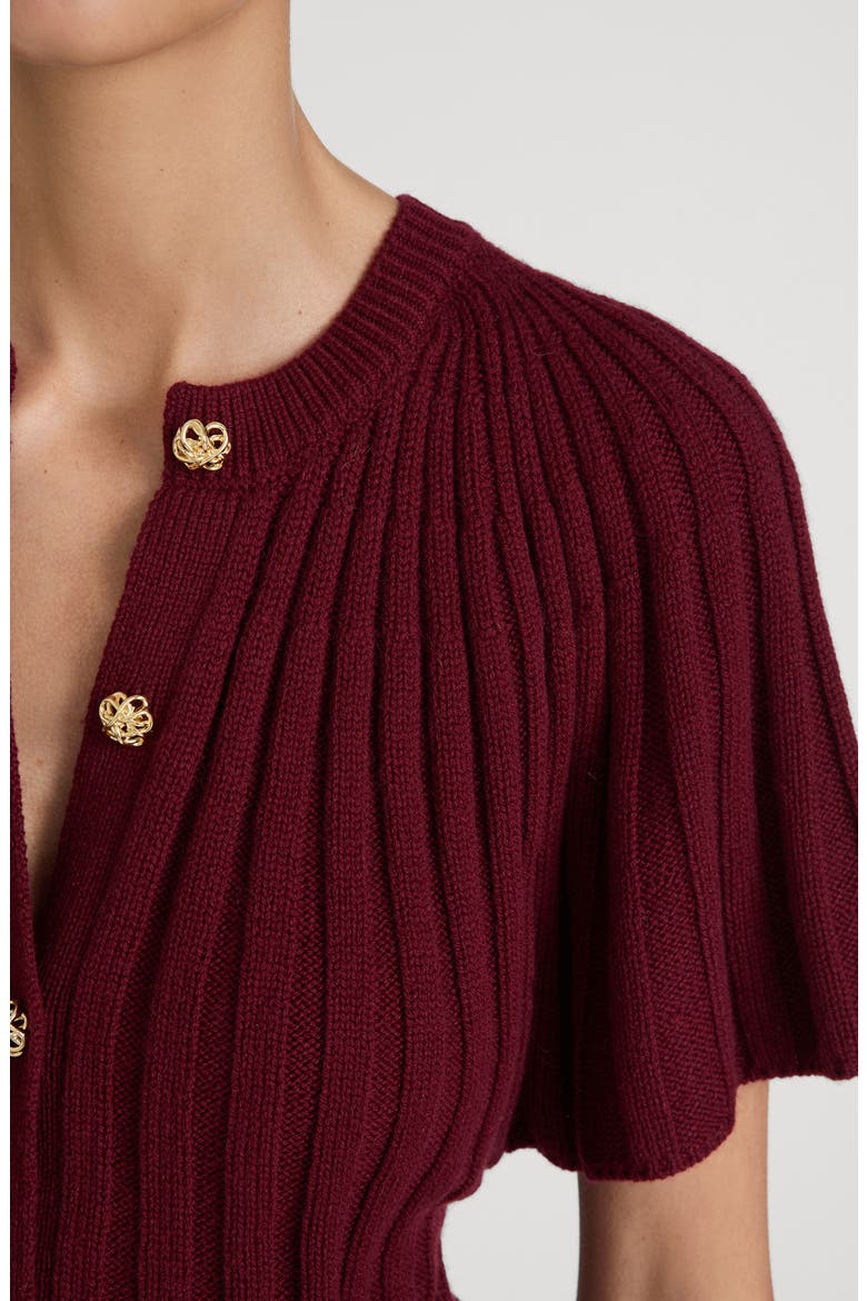 The Flutter Wool & Cashmere Cardigan, Alternate, color, DEEP GARNET