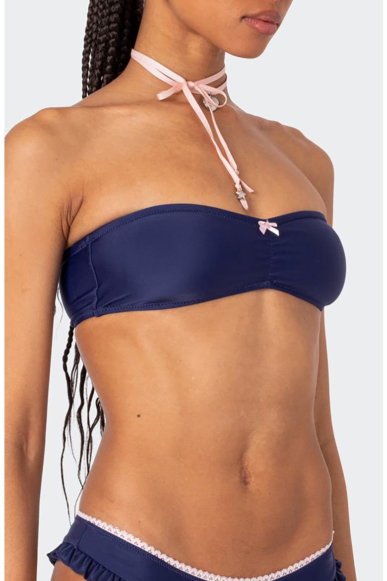 Maggie Bandeau Bikini Top, Alternate, color, NAVY