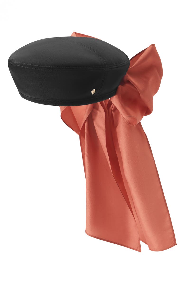 Helen Kaminski Silk Taffeta Beret, Main, color, Black/Blossom