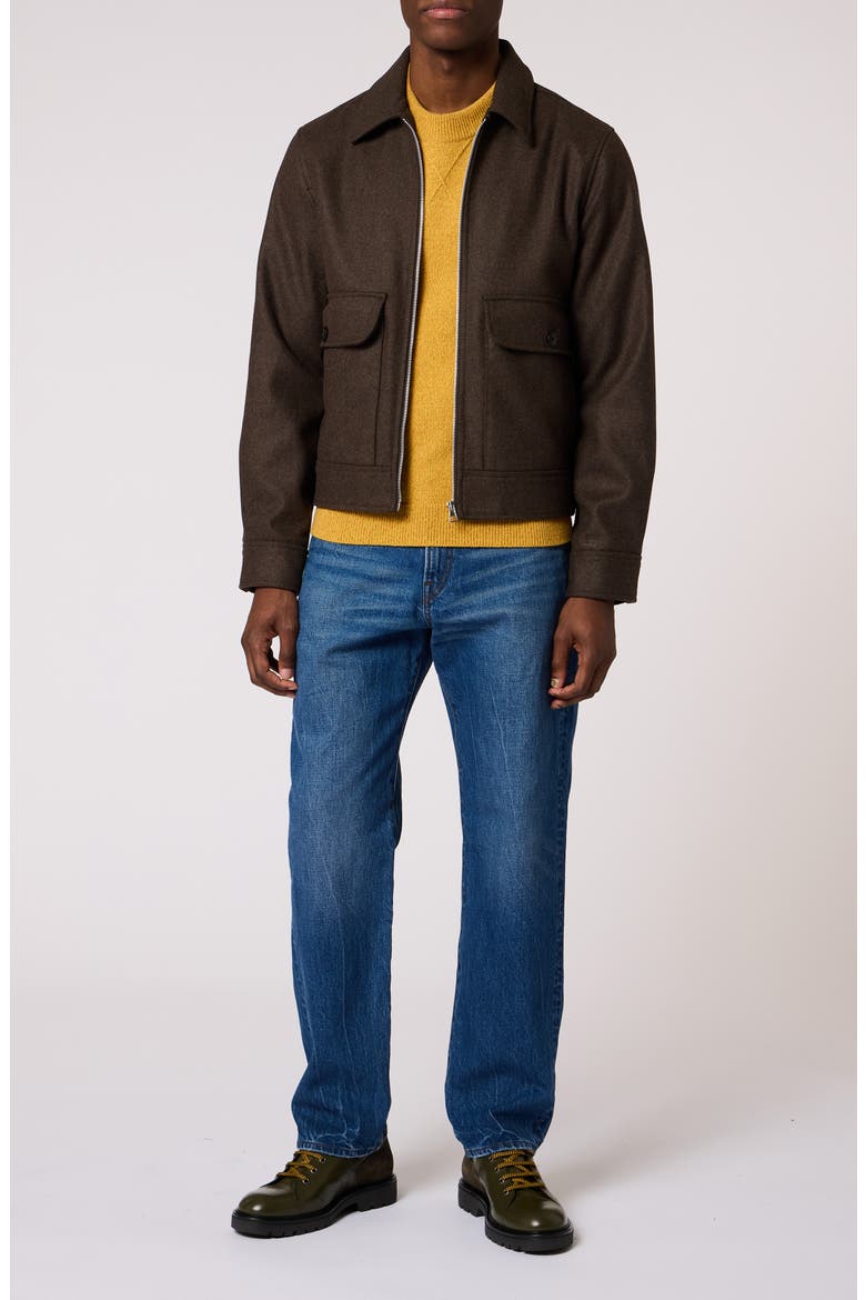 Wool Blend Harrington Jacket, Alternate, color, BROWN