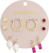 Panacea Set of 5 Stud, Charm & Huggie Hoop Earrings