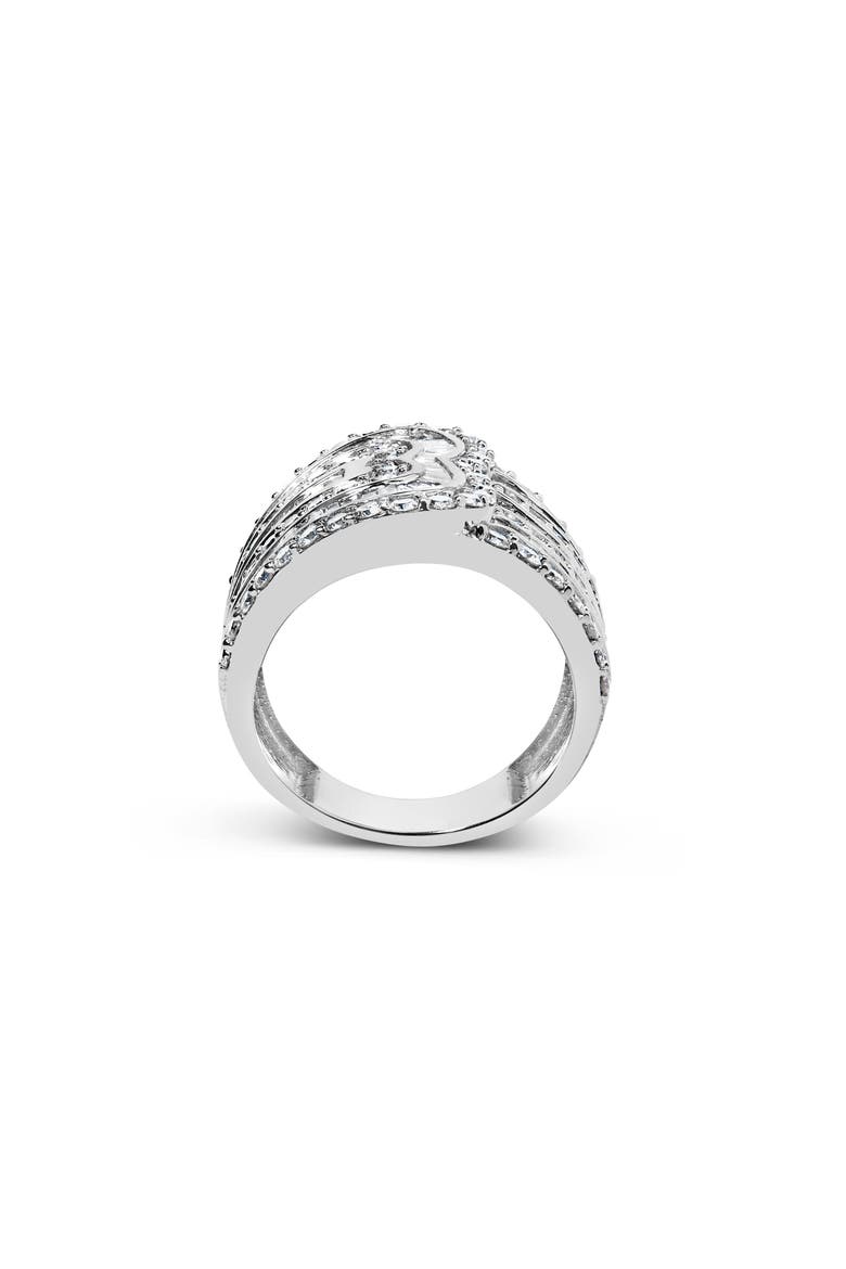 10K White Gold 2 1/2 Cttw Diamond Multi-Row Bypass Ring, Alternate, color, White