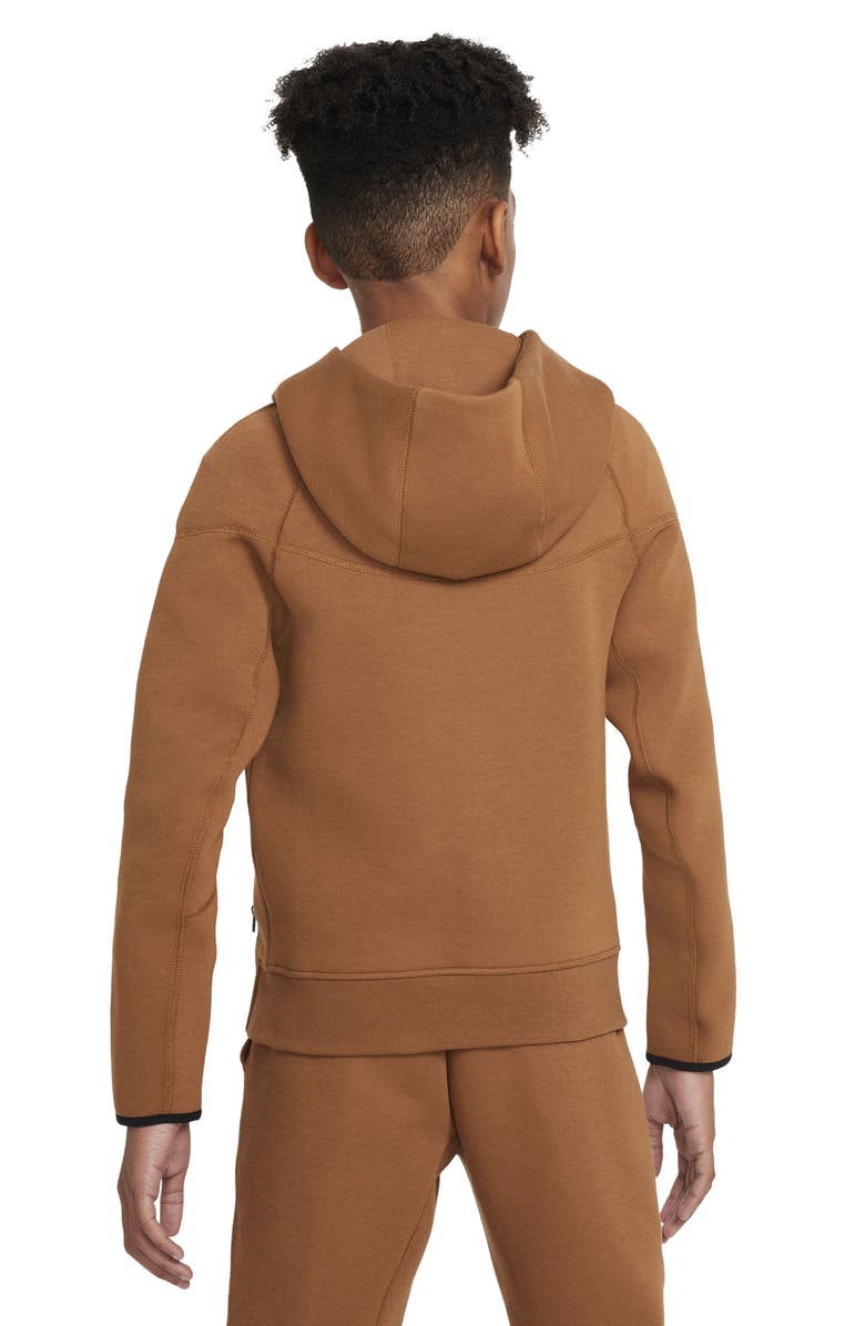 Nike Kids' Tech Fleece Full Zip Hoodie, Alternate, color, Light British Tan/ Black