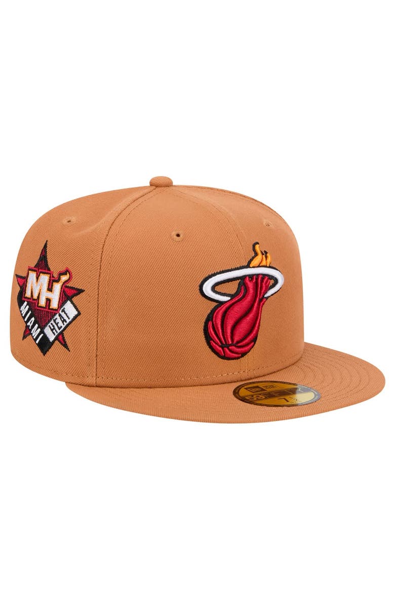 New Era Men's New Era Tan Miami Heat Color Pack 59FIFTY Fitted Hat, Main, color, Tan